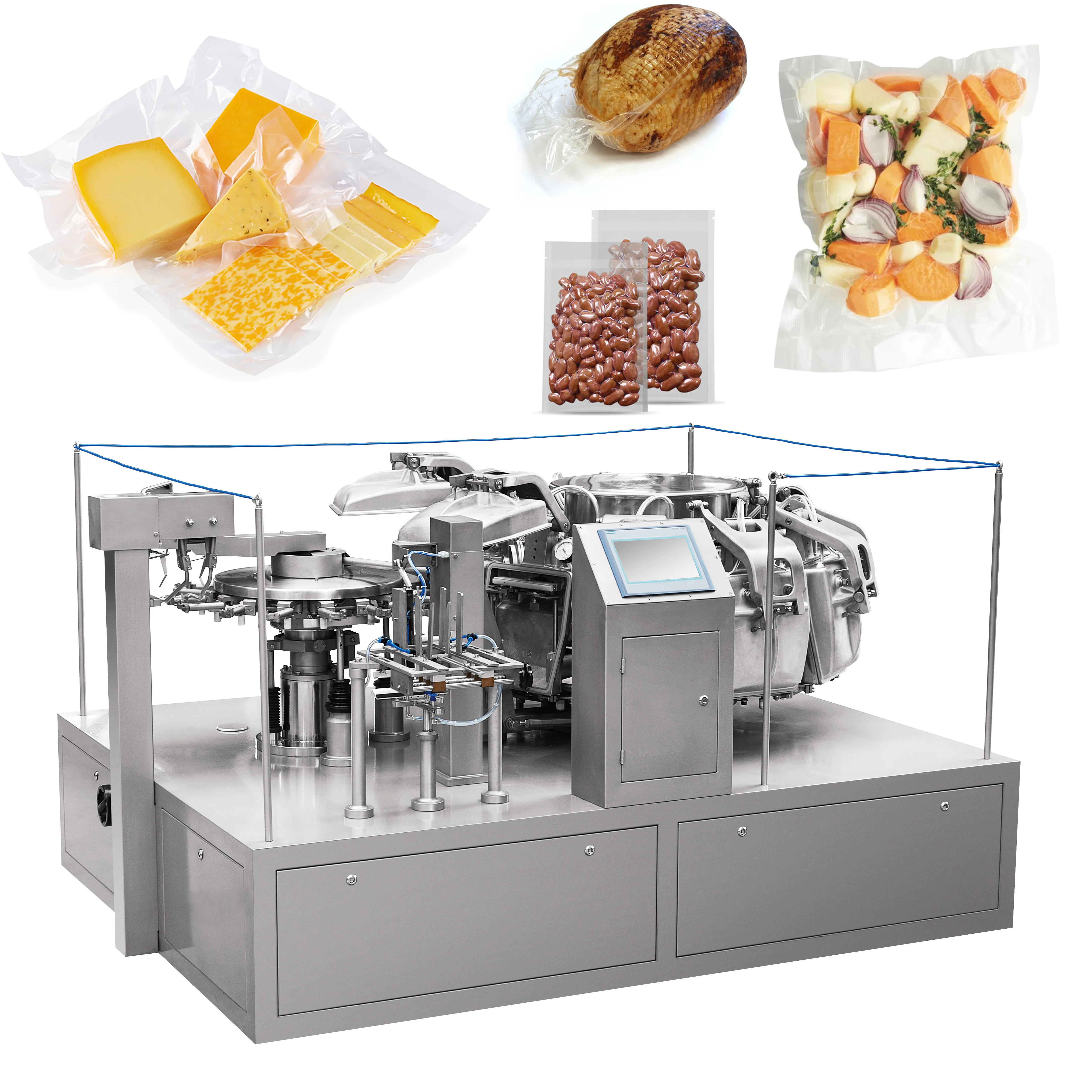 Automatic Rotary meat food Filling Sealing vaccum packing machine