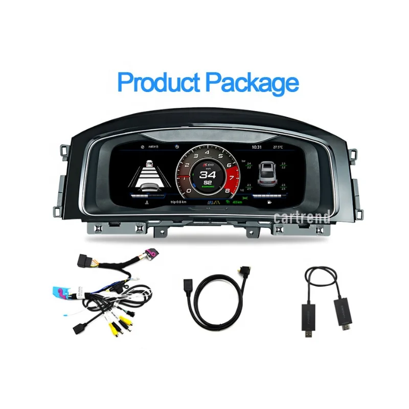 Car VW 12.5-inch Digital Cockpit Display Dashboard Panel Screen CarPlay Meter LCD Instrument Speed Gauge for Golf 7