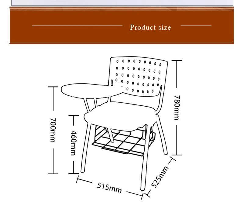 Wholesale School Office Furniture Student Chair Plastic Training Outdoor Chair With Writing Pad