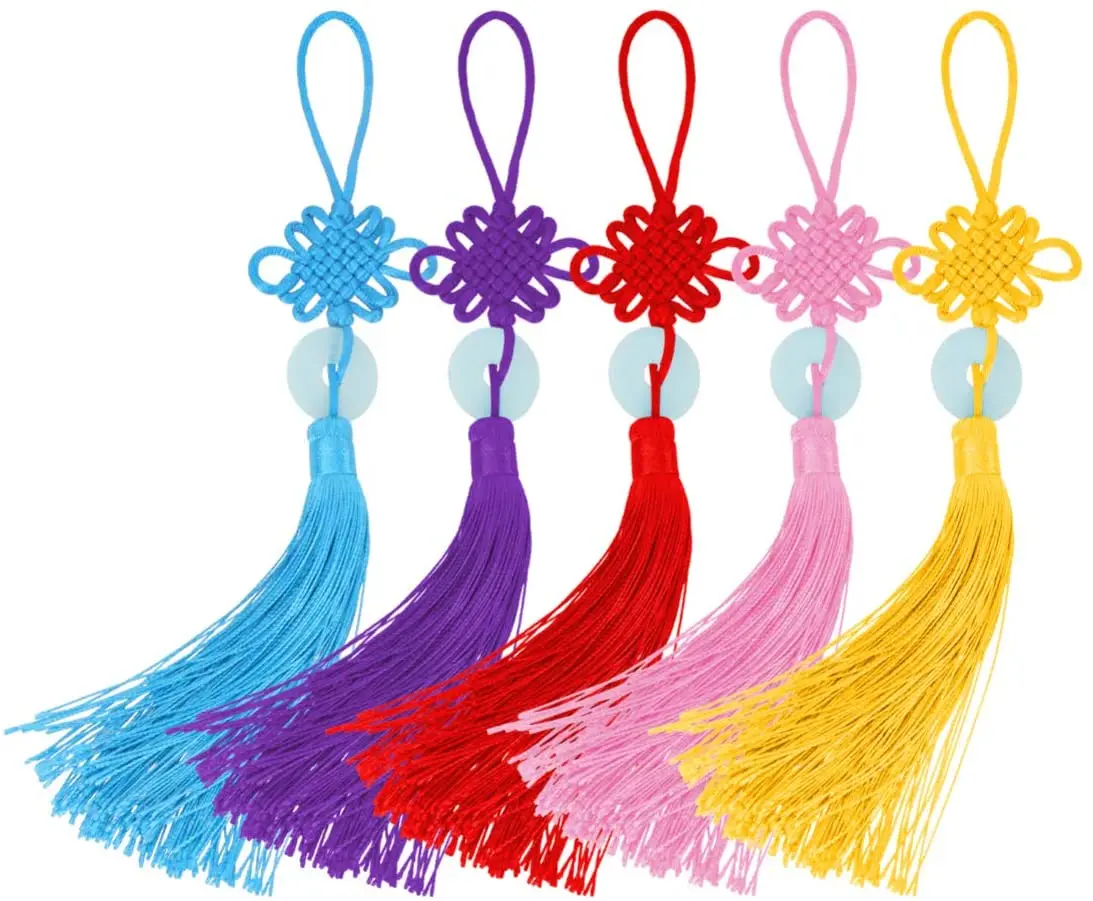 Chinese Knot Jade The Fortune Tassel Satin Silk Handmade Chinese Silky Floss Hanging Ornaments And Car Handing Decoration