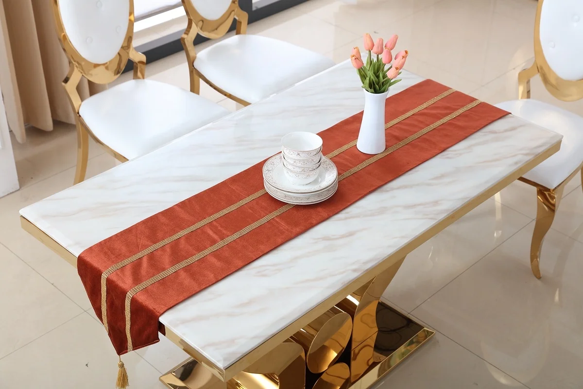 
Visionnaire Home Staging Luxury Lifestyle Interior Design Contemporary Gold Plated Stainless Steel Marble Dining Table 