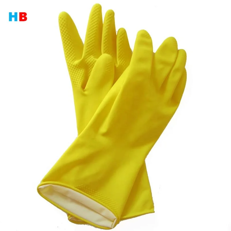 55g yellow  household latex rubber gloves kitchen cleaning waterproof washing up gloves