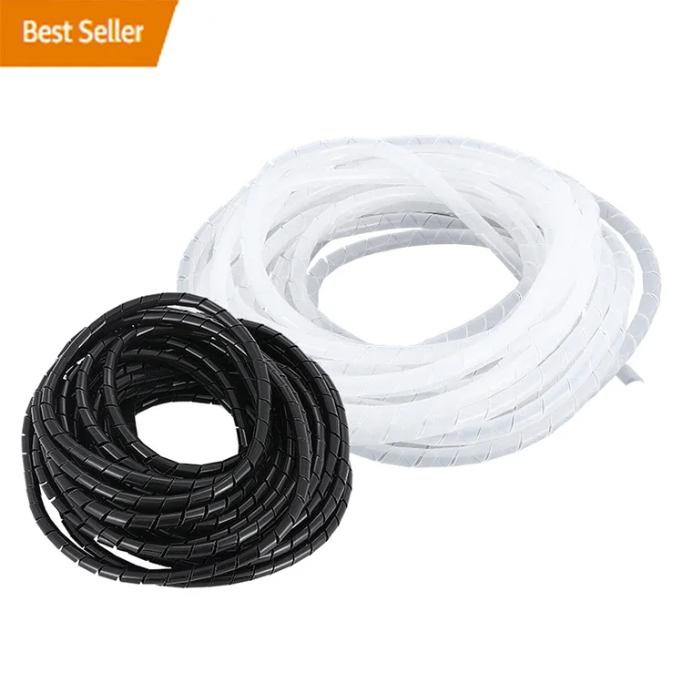 Huaju New Factory Wholesale PE Black White Electrical Spiral Wrapping Insulation 4-30mm  Cable Sleeves