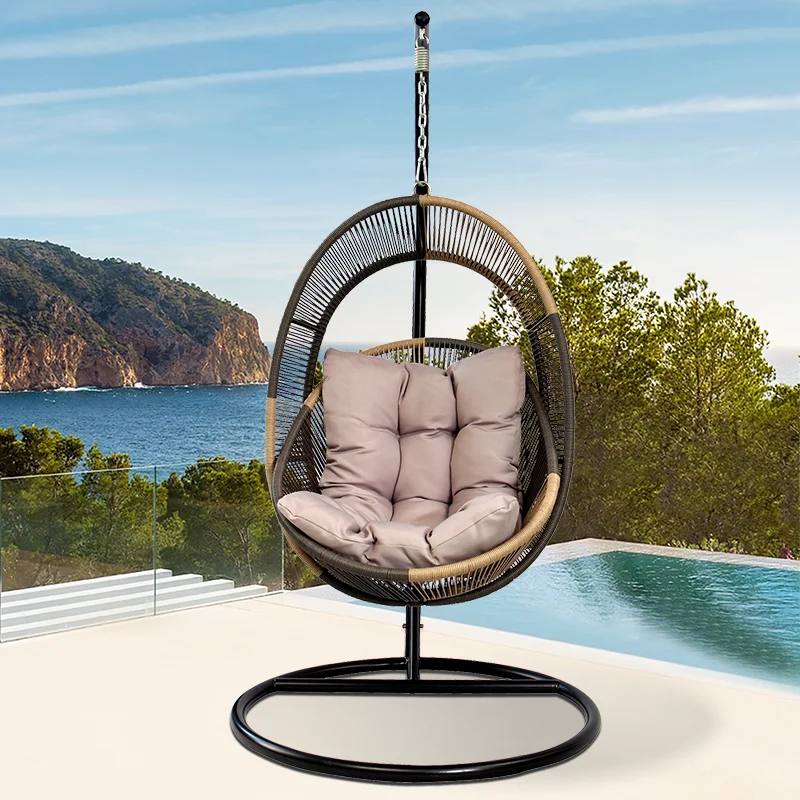 Modern Portable Wicker Garden Patio Furniture Outdoor Porch Rattan Swing Hanging Egg Chair with Stand