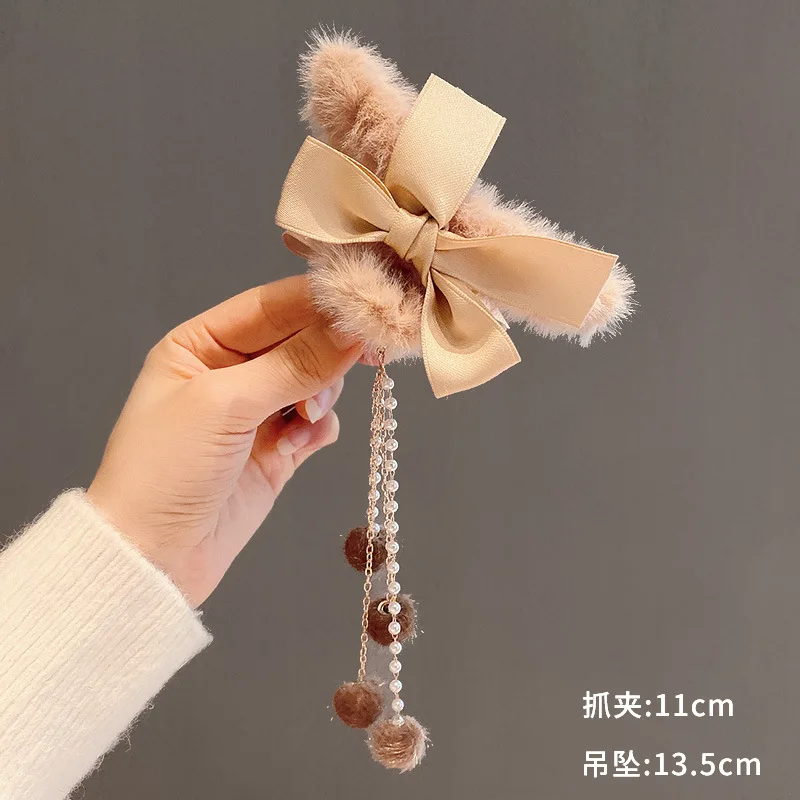 Hair Claw Style Sweet Butterfly Large Grabber Hairpin Satin Crystal Hair Clip for Women Fashion Jewelry Accessories