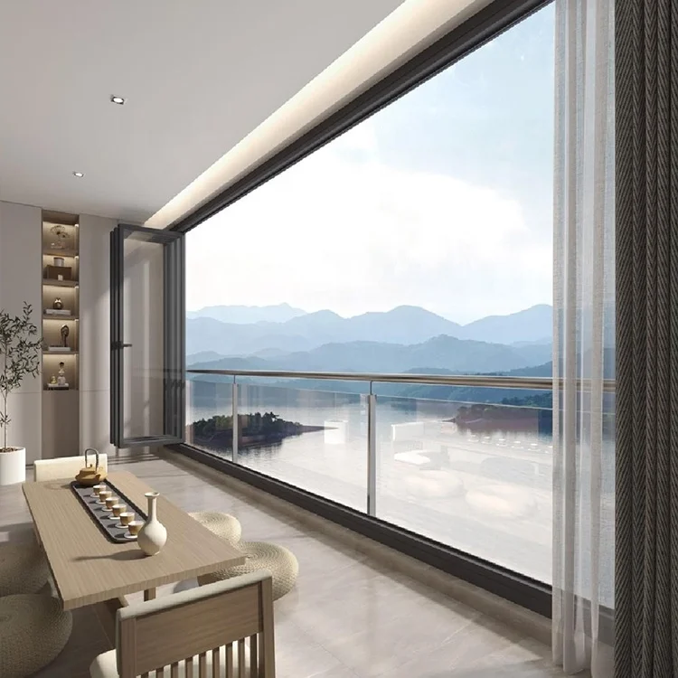 Cheap best soundproof garden windows aluminum clad wood casement window and top hung window manufacture Folding Windows