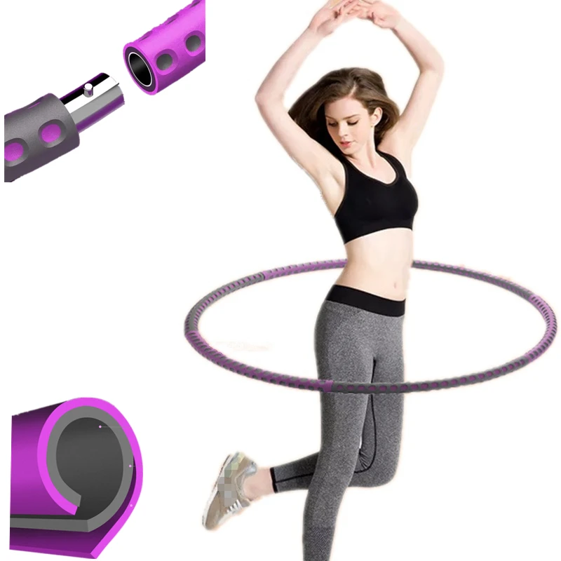 6 частей съемный взвешенный обруч Халла для фитнеса потеря веса из нержавеющей стали пена Талии Тренажер для мышц живота Спорт хула кольцо обручи