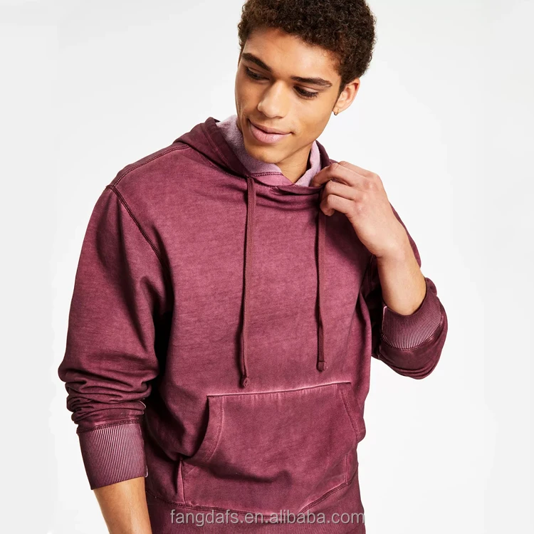 Hot sale factory made solid color french terry mens hoodie oversize acid wash hoodie with hoody