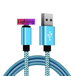 Mobile Phone Cables 2m USB Braided Cable  8 pin Quick Charging Lighting  Data Cables for iPhone