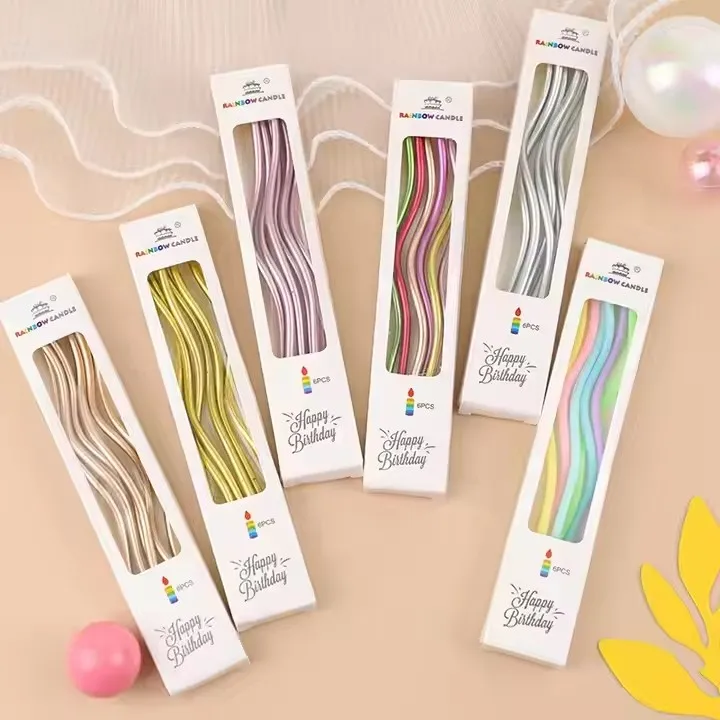 Spiral Creative Christmas Ball Rainbow Candle Birthday Cake Decoration Other Festive Cakes Premium Wax Cake Decoration Supplies