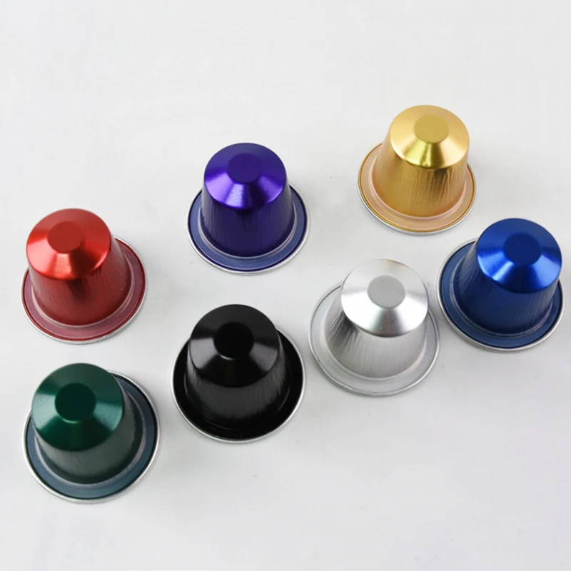 Wholesale Colorful Empty Aluminum Foil Capsule Nespresso Coffee Capsules With Sticker Lid Producer