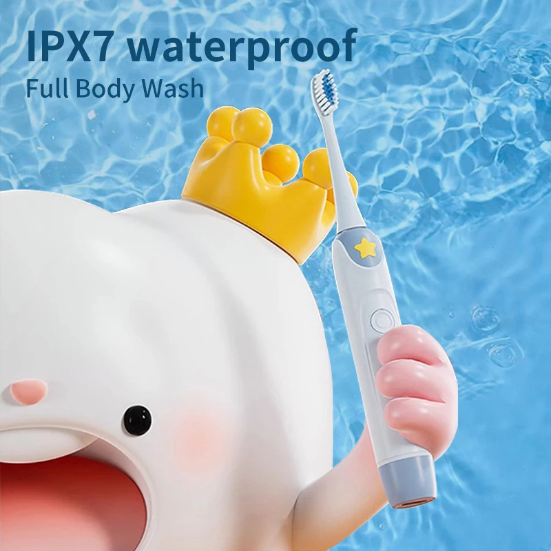 Wholesale Oem Cartoon Rechargeable Tooth Brush 30000 RPM Waterproof Child Kids Ultrasonic Pressure Sensor Electric Toothbrush