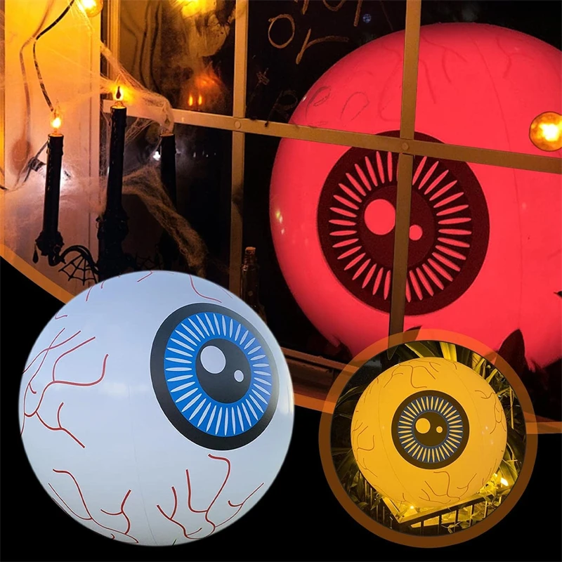 Halloween Inflatable Eyeball Lights Party Outdoor For Yard Lawn Pool Remote Control LED Eyeball Color Party Courtyard Bar Decor