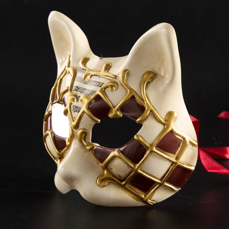 High Quality Hand Masquerade Mardi Gras Party Mask Venetian Masquerade Cosplay Half Face Cat Face