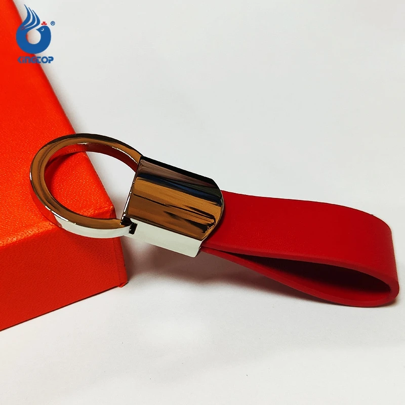 Factory Wholesale Metal Leather Keychain LOGO Engraving Laser PU Leather Keychain