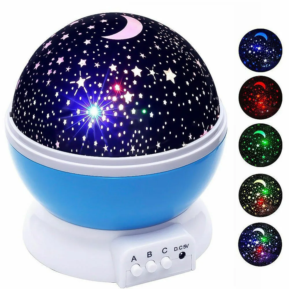 Purple LED Starry Projector Lamp Night Light Rotating Moon Sky Star Projection Lamp