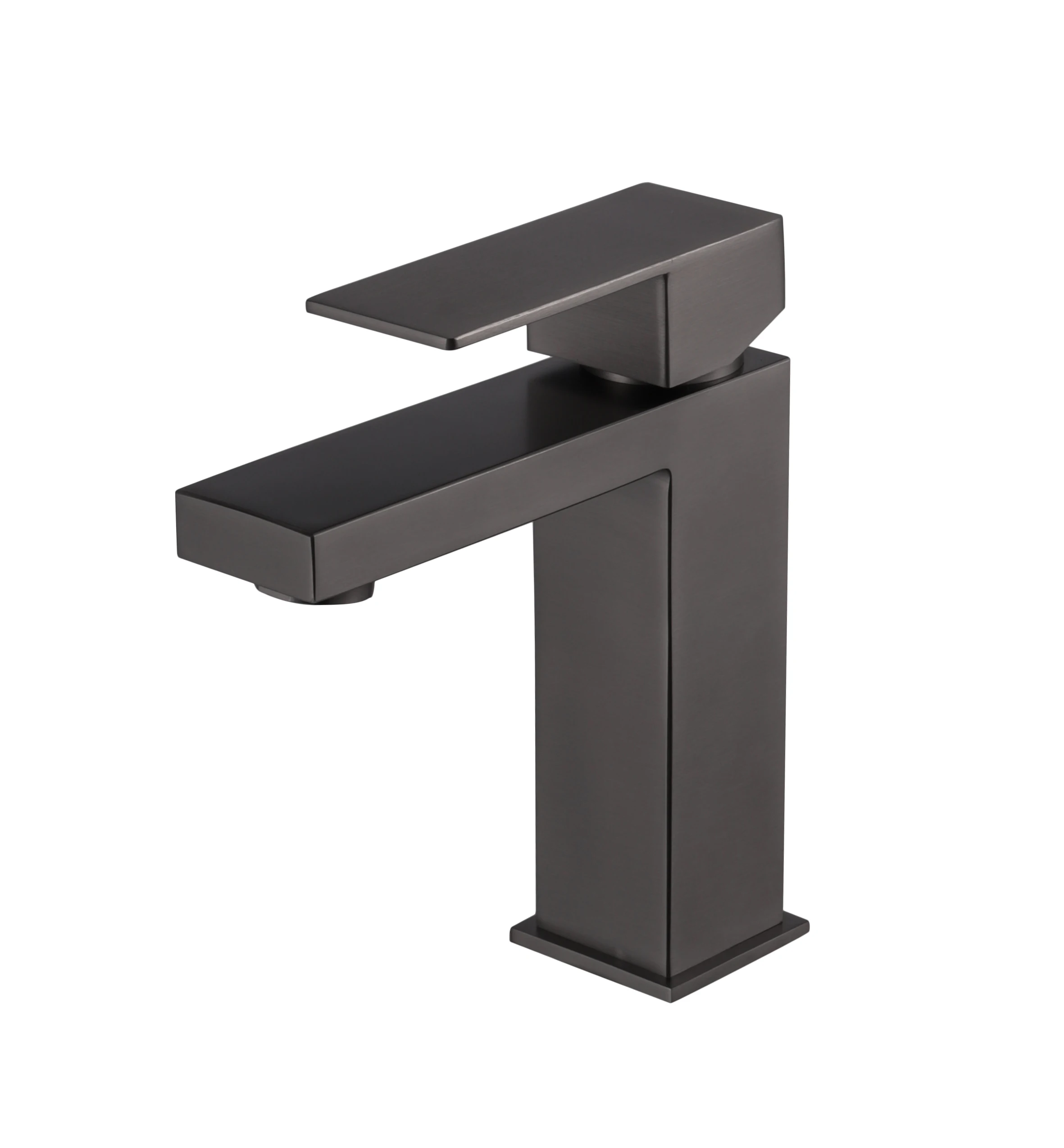 CUPC gun black gray square single hole deck mount single handle stainless steel short bathroom sink wash mixer basin faucets