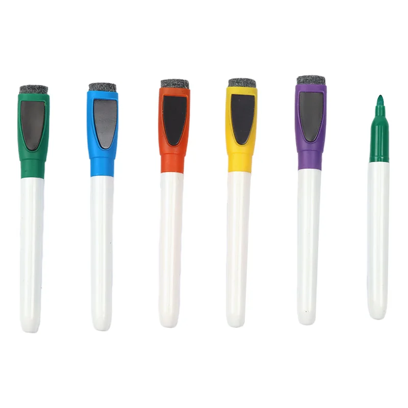 Fine Tip Magnetic White Board Markers with Eraser, Non-Toxic, Ideal for Classroom and Office Supplies