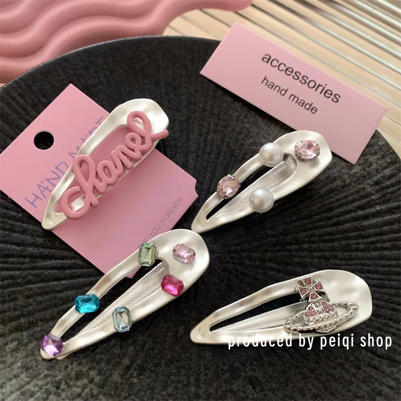 YANYE Sweet Cool Y2K Style Letters Matte Silver Wave Metal Girl Fashion Alligator Hair Accessories Hairpin Hair Clip