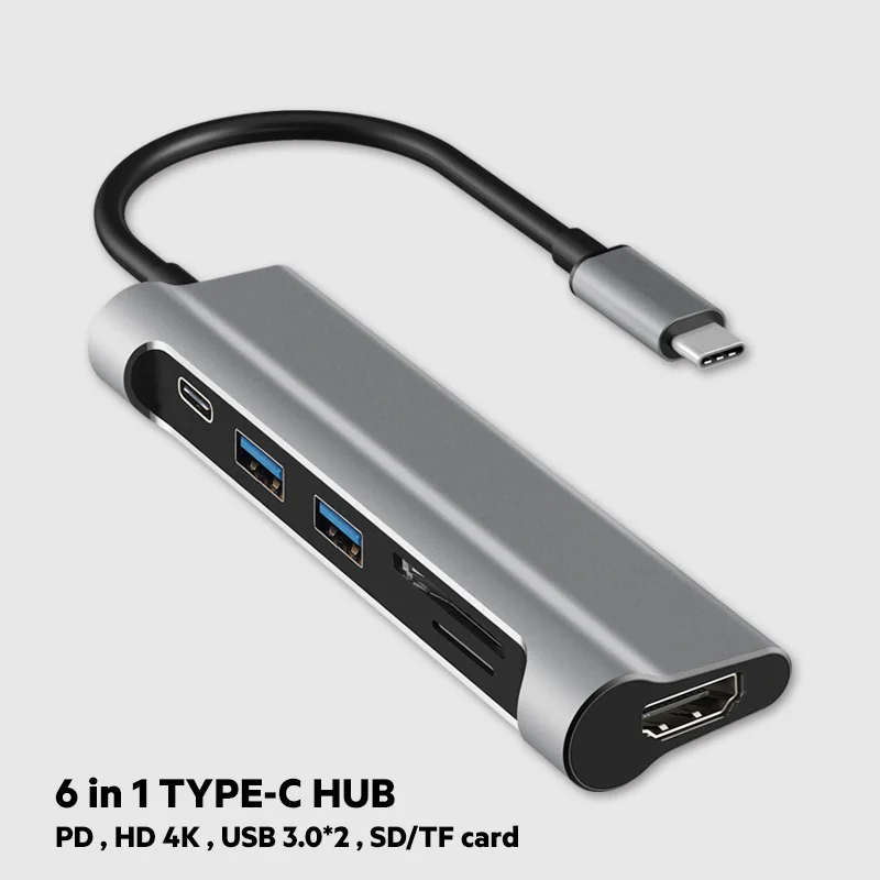 
High Quality 6 in 1 HUB Type C USB 3.1 with Type C Power Delivery Charger for Lenovo Laptop 