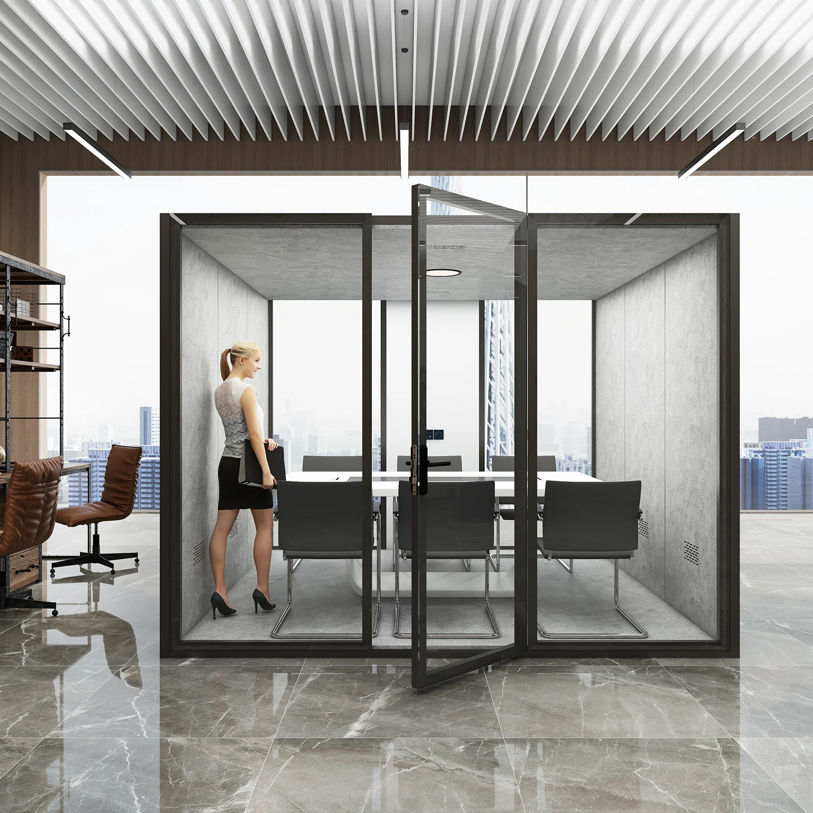 8-Seat Office Pod Acoustic Booth Quiet Meeting Room Telephone Soundproof Private Space Silence