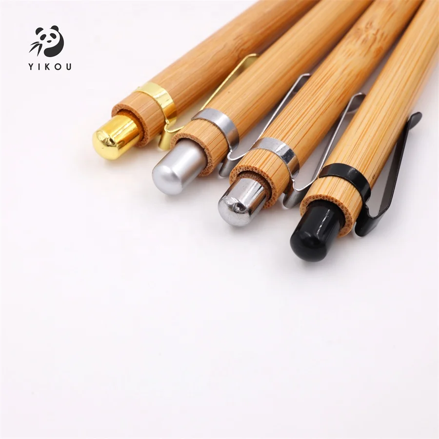 eco friendly promotional plastic accessory push bamboo color ball point pens with customized logo