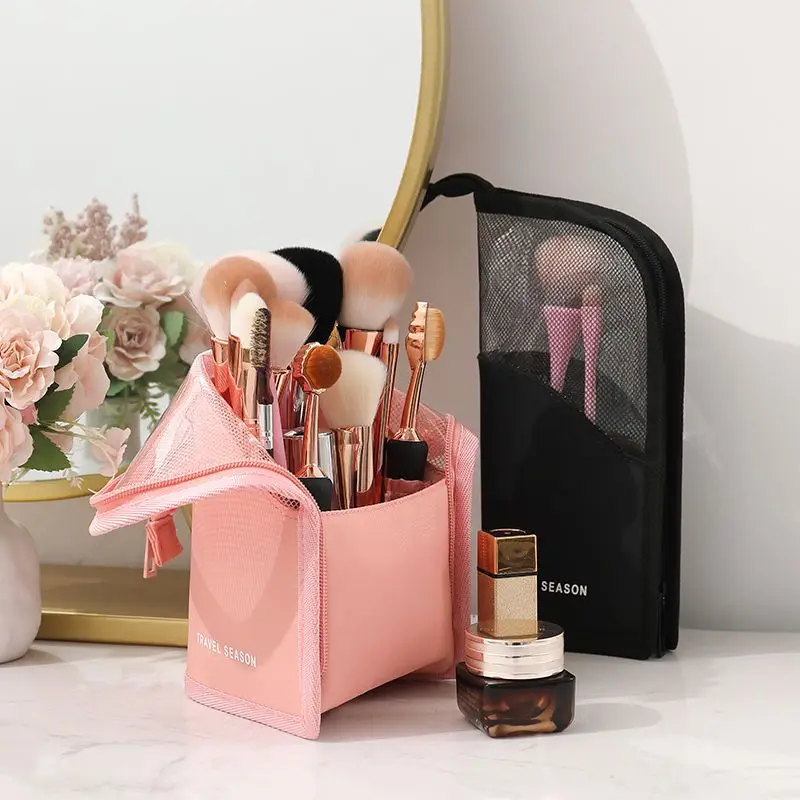 Storage Bags Waterproof Wholesale Large Capacity Mesh Make Up Pouch Travel Pouch Custom For Women Cosmetic Bags