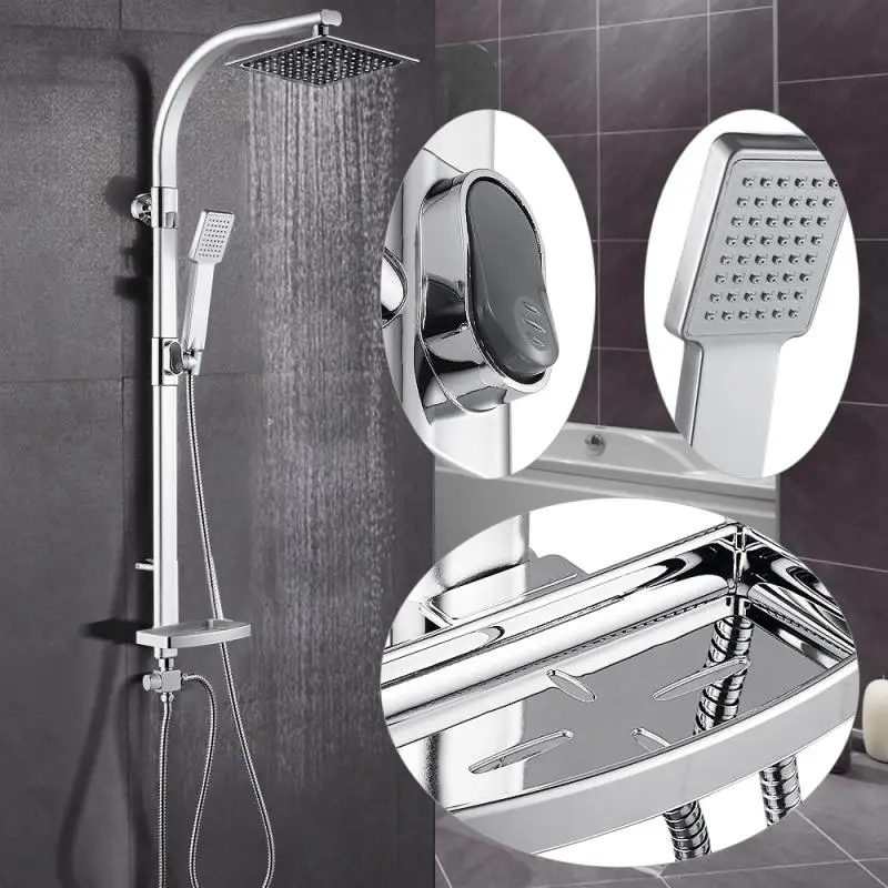 Holmine New Aluminum Alloy Shower Set with Soap Dish Hand Shower Set Thermostatic Faucets Mixer Shower
