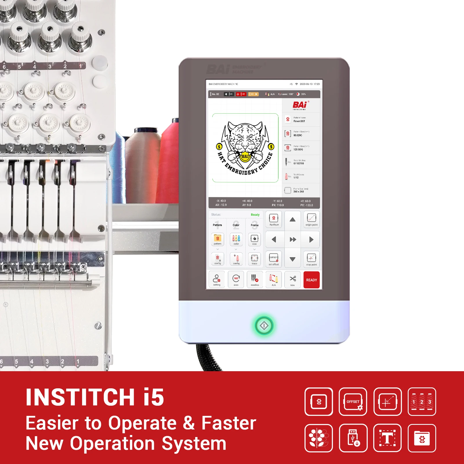 BAi high speed computerized commercial 15 needle hat embroidery machine with good price