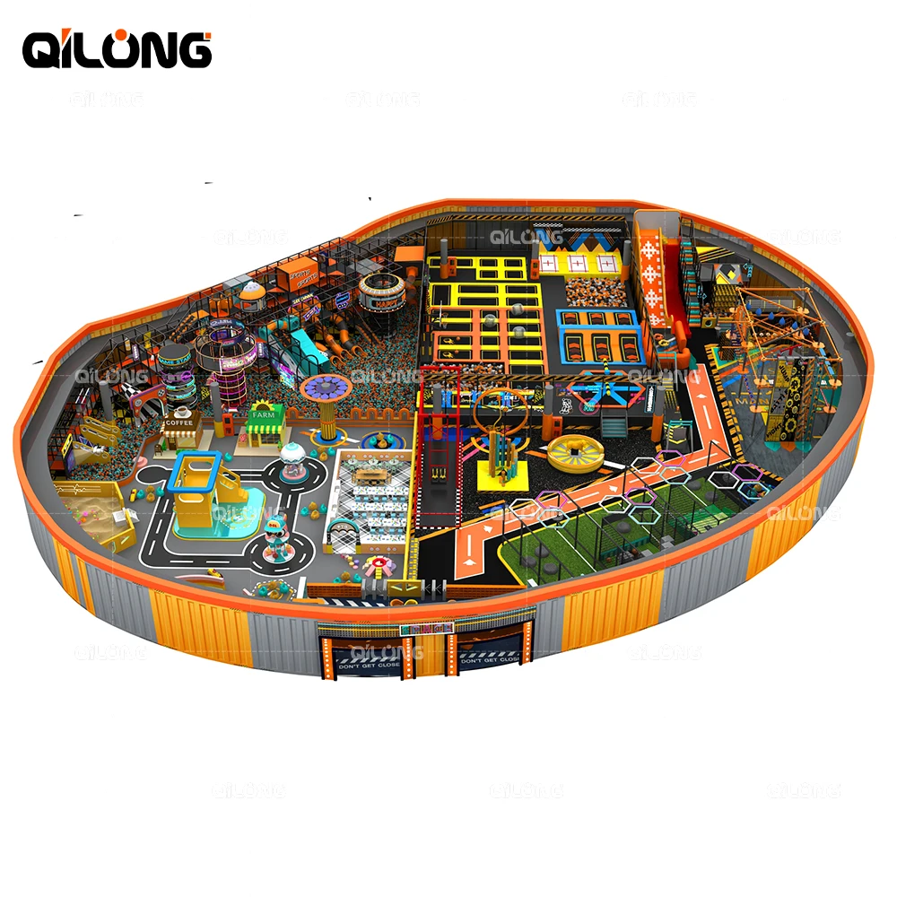 Kids Best Custom Made Commercial Kids Big Indoor Children Trampoline Park with Ninja Warrior Course Adult Playground Equipment