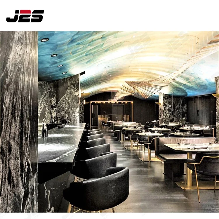 Custom American Panama brushed plated Stainless steel pizza restaurant sofa table and chair furniture for bar cafe