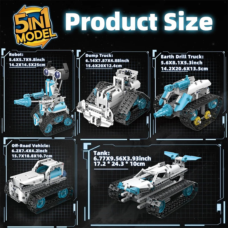 5-in-1 Remote Control APP Programmable Robot Electronic Toys DIY Building Science Educational Kit STEM Robot for Kids