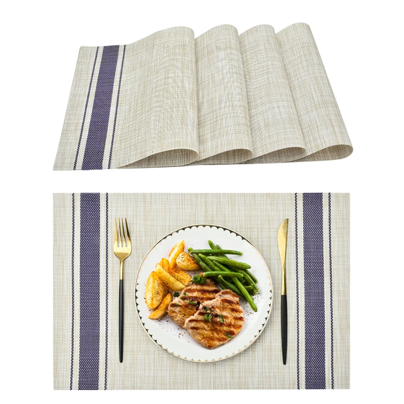 
PPyou free sample pvc placemats heat insulation table mat plate bowl mat children place mat rectangular coasters 