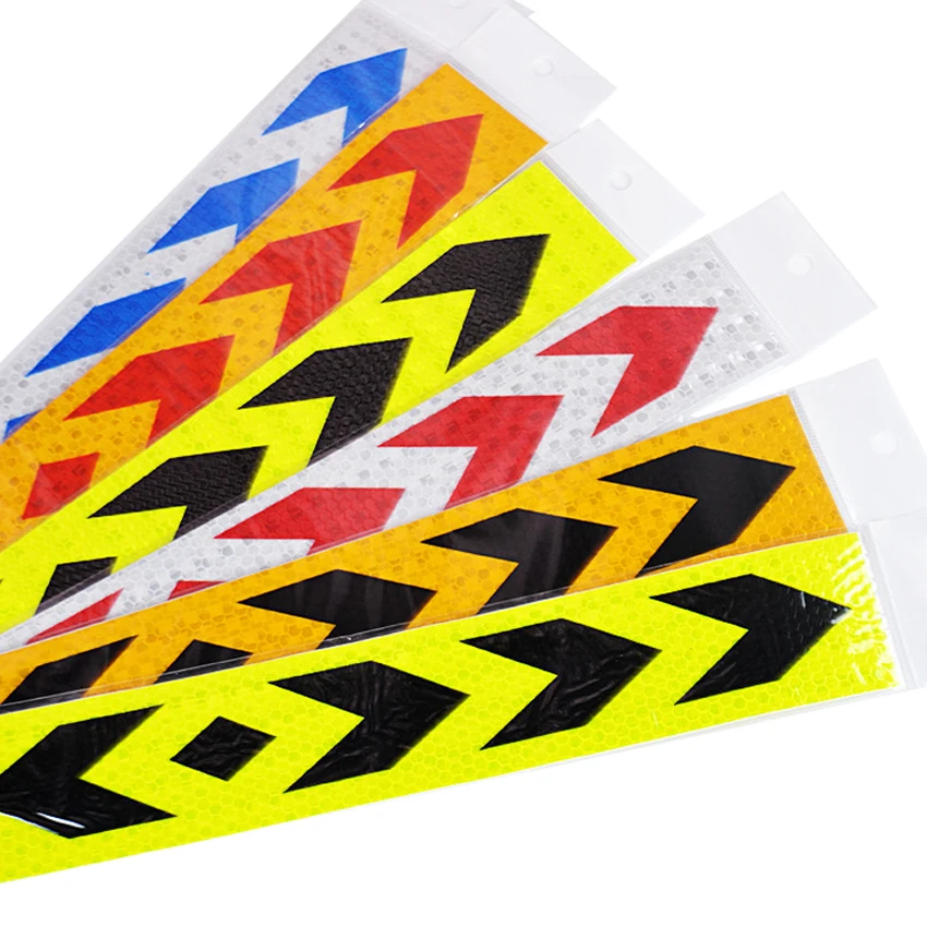 MANCAI High Reflectivity Yellow and Black Arrow Reflective Sticker Arrow Adhesive Reflective Tape For Truck Vehicles
