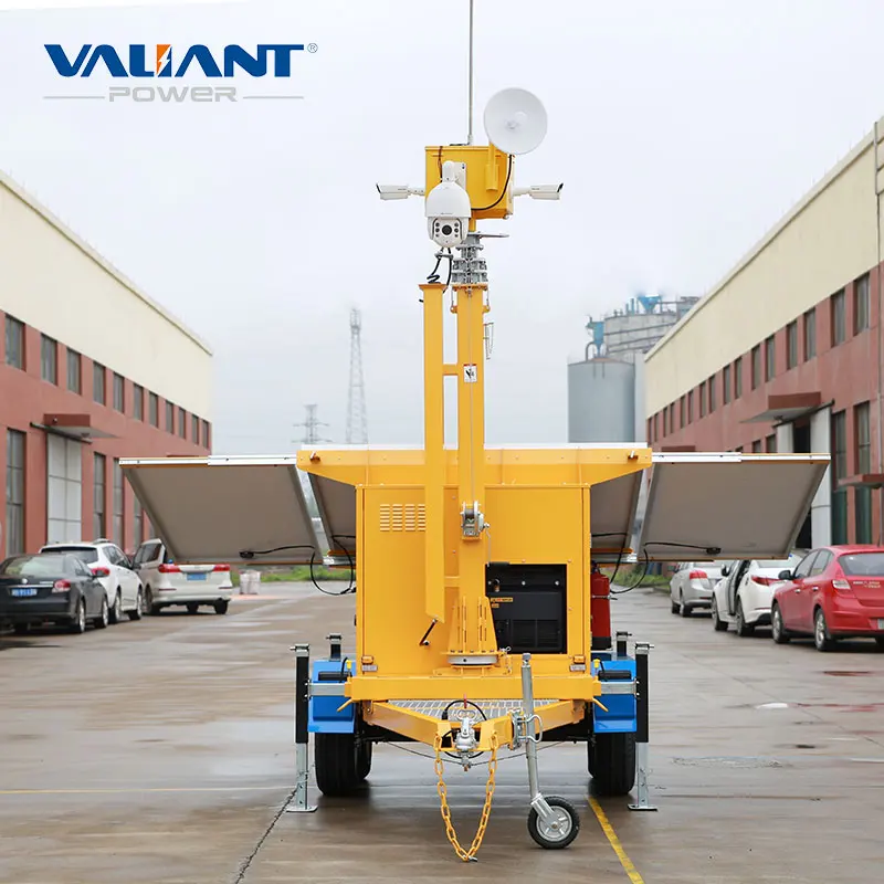Surveillance system CCTV camera tower solar trailer