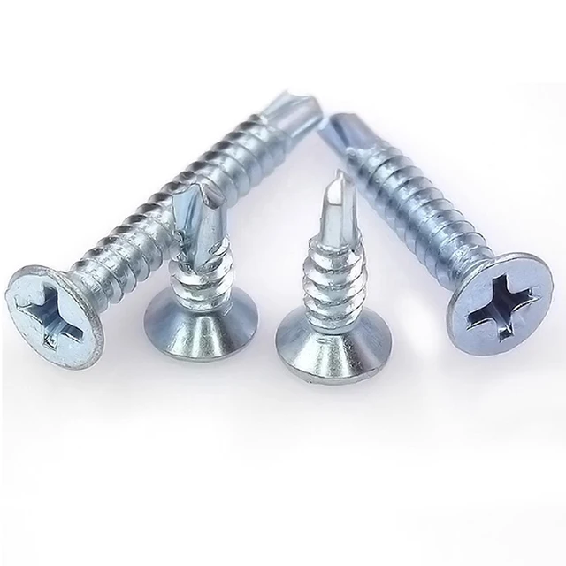 China Made New High Quality Blue white zinc Self Drilling Screw CSK Head Head Self Drilling Screw M4.2