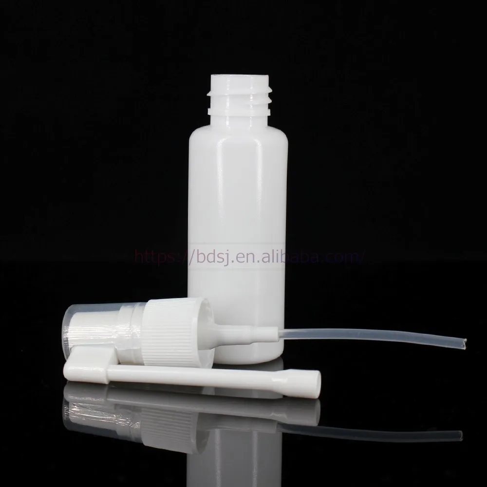 High quality Empty White Plastic Long rocker oral spray bottle for Pharmaceutical Packaging