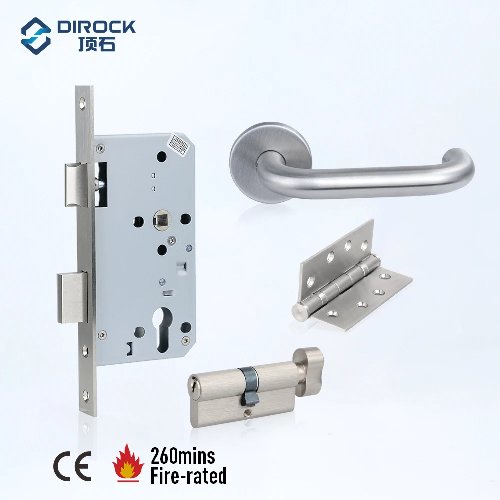 Fire door used 72mm center distance stainless steel wooden door plate handle Door Lever Long Plate