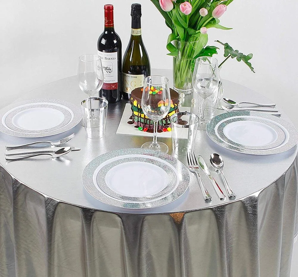 Good Quality White and Black Edges Disposable Plastic Dinnerware Sets