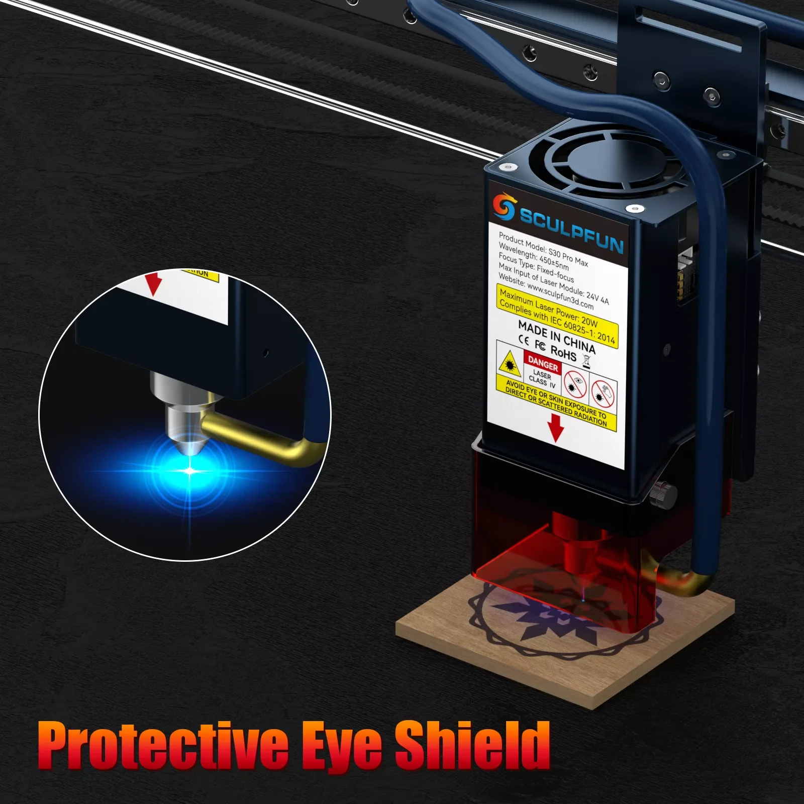 Top ONE  SCULPFUN S30 Automatic Air-assist Replaceable Lens Wood Metal Acrylic Engraver Cutting Laser Engraving Machine