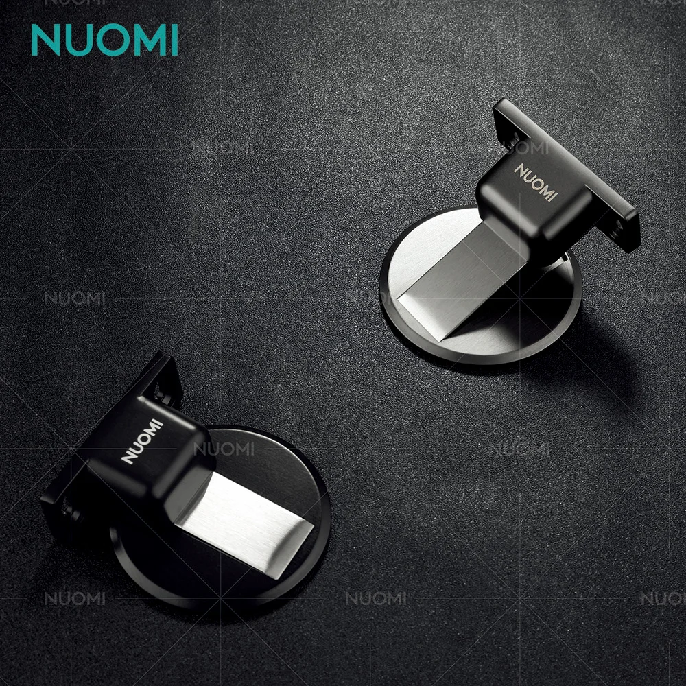 NUOMI Stainless Steel Round Door Stopper Floor Mounted Sound Dampening Door Top Stop Bumper Wall Protector Rubber Door Stopper