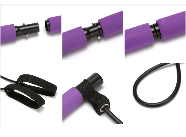 
Portable Pilates Bar with Resistance Band Kit Pilates Stick with Foot Loop for Home Gym Total Body Workout 