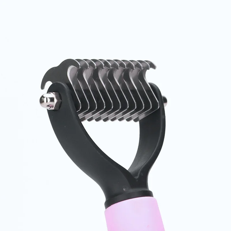 Pet Grooming Brush Double Sided Shedding Dematting Hair Remover Rubber Rake Comb For Dogs