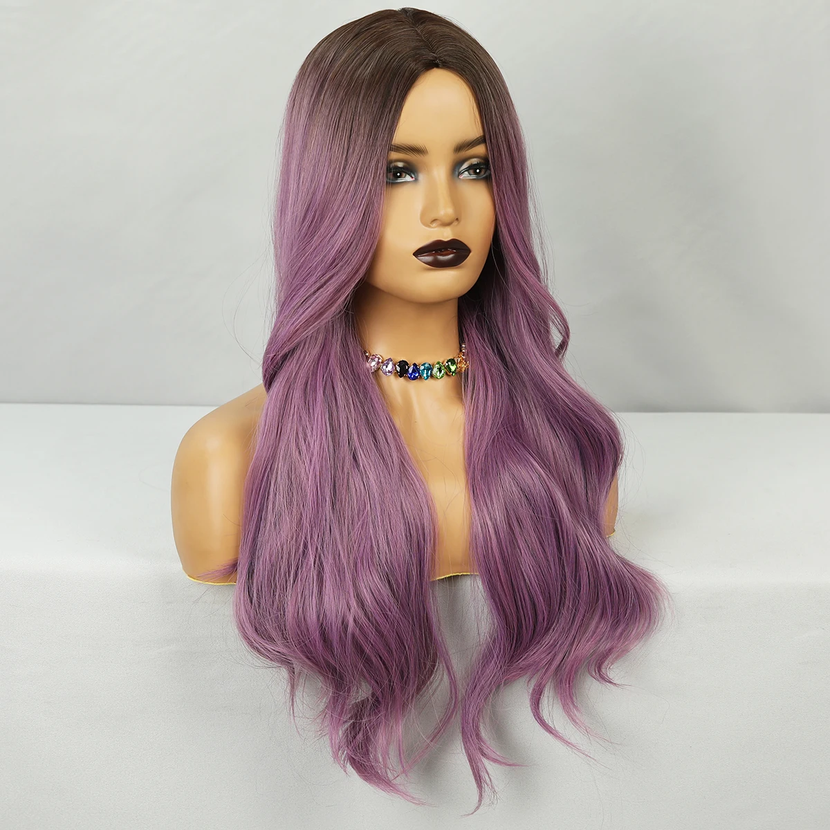 High Quality 26 Inches Long Straight Light Purple Synthetic Heat Resistant Anime Wig Saint Seiya Athena Cosplay