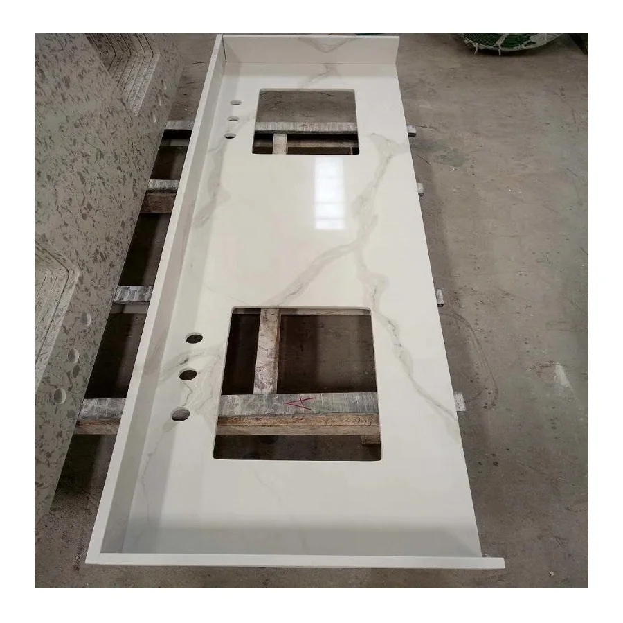 Fish white quartz stone big slabs for cut to size tiles