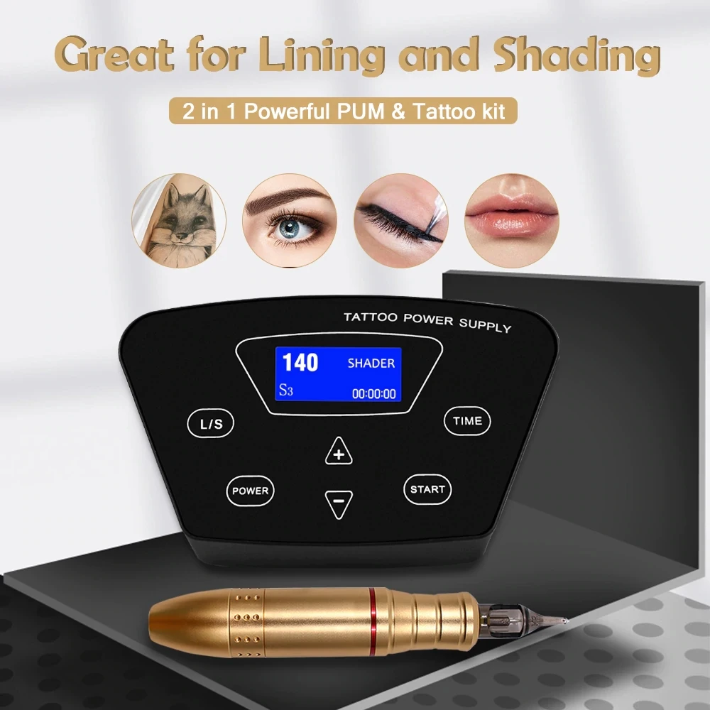 Professional tattoo supplies 3-4mm stroke rotary tattoo machine kits for eyebrow/eyeline/lips tattooing and small tattoos
