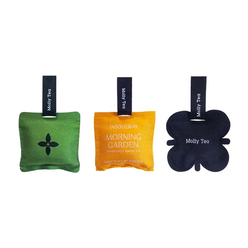 New Design Portable Hanging Car Air Freshener Aromatherapy Durable Fragrant Pouch Woven Fabric Scented Sachet Bag with Ribbon