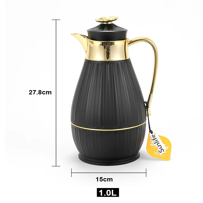Sunlife high quality Custom Logo Design  Thermos Flask 1000ml Pink Glass Inner arabian coffee pot