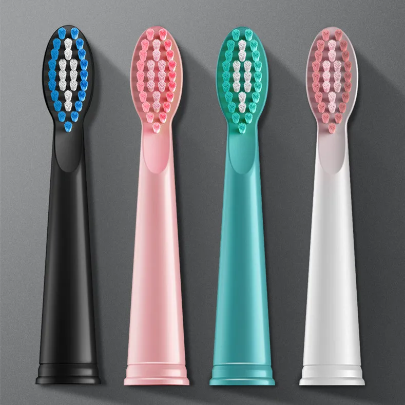 Custom Adult Soft Dupont Bristles Round Plastic Replacement Sonic Electric Toothbrush Heads With Covers
