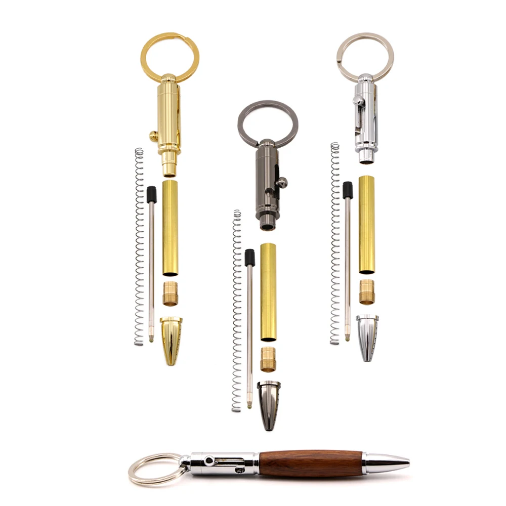 wood turner diy crafts keychain  kits brass blank self assembly barrels woodturning bullet keychain kits